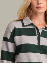 Load image into Gallery viewer, 525 America Lennon Double Collar Rugby Stripe Pullover - Grey Mist Heather Multi