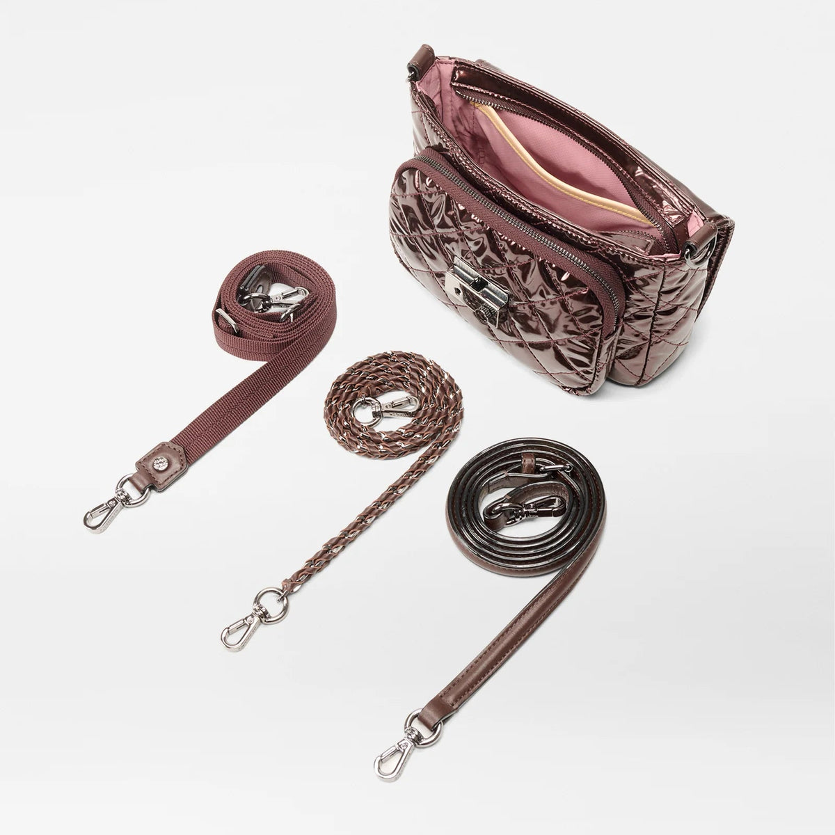 MZ Wallace Crosby Lock Small Crossbody - Bordeaux Lacquer – Luck