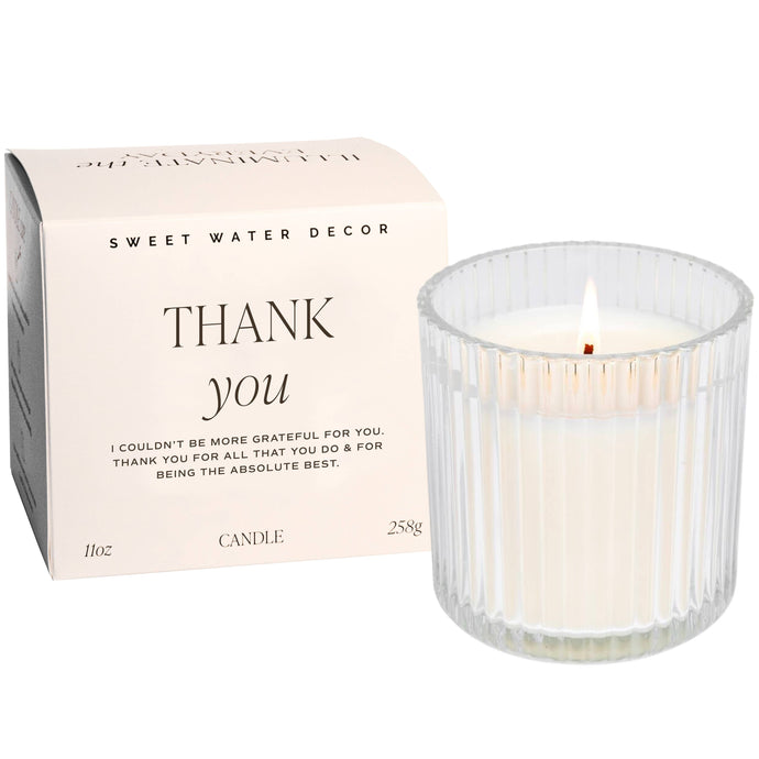 Sweet Water Decor Ribbed Glass Jar Soy Candle with Box - Thank You