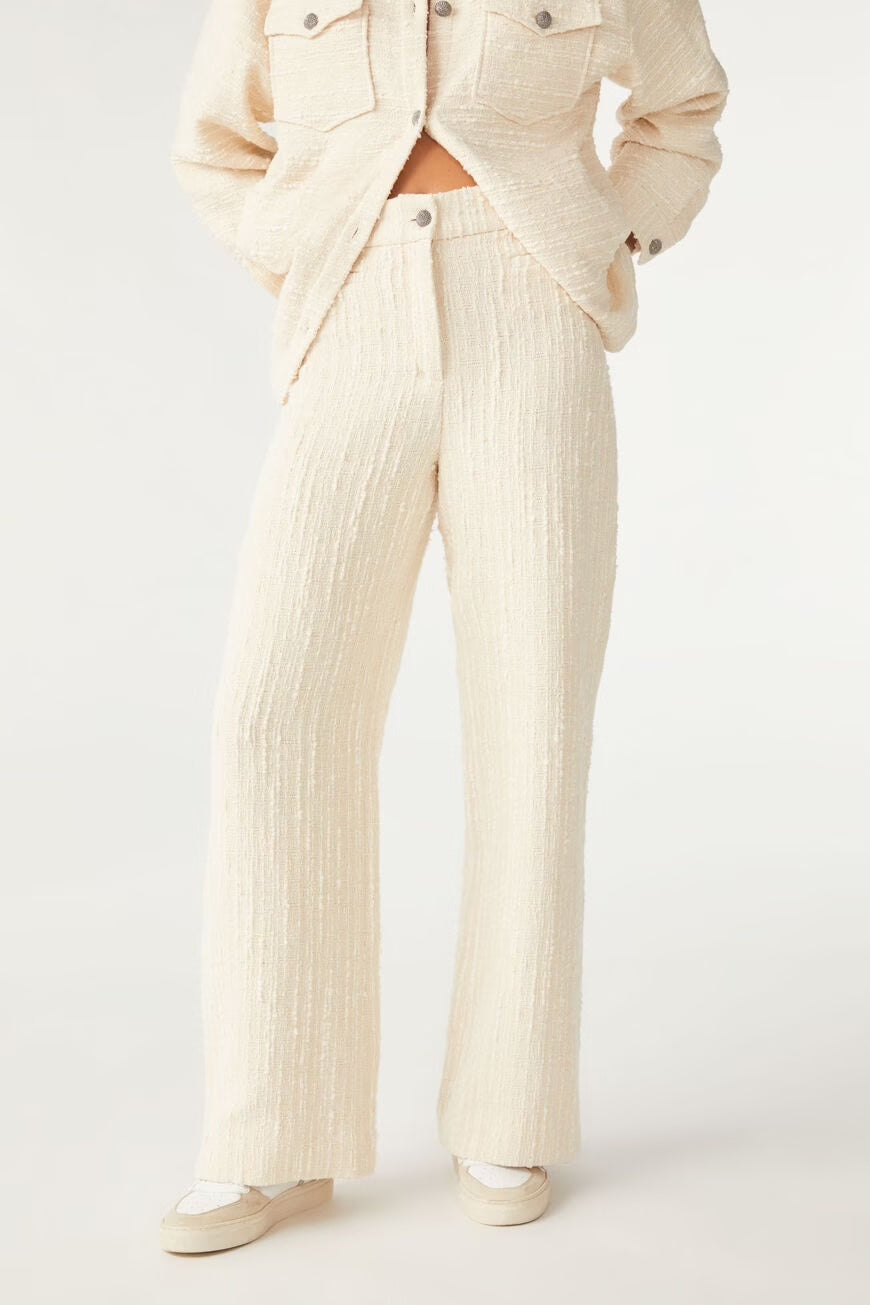 ba&sh Amour Wide-Leg Tweed Pants - Off-White