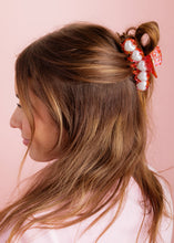 Load image into Gallery viewer, Taylor Elliott Designs Claw Hair Clip - Red Confetti w/ Pearl Heart Beads