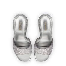 Load image into Gallery viewer, Larroude Colette Crystal Mule - Gray Suede