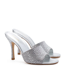 Load image into Gallery viewer, Larroude Colette Crystal Mule - Gray Suede