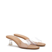 Load image into Gallery viewer, Larroude Vivi Lucite Mule - Tan Leather/Vinyl