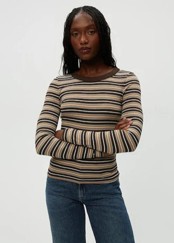 Michael Stars Zola Long Sleeve Crew Tee - Neutral Stripe – Luck