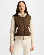 Load image into Gallery viewer, Veronica Beard Patra Knit-Sleeve Quilted Jacket - Mocha/Heathered Sand