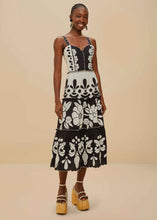 Load image into Gallery viewer, Farm Rio Summer Black and White Cutwork Midi Dress