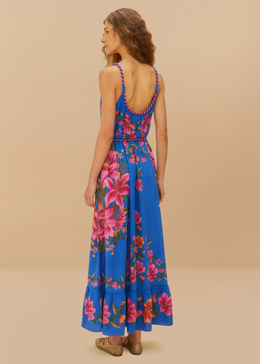 farm rio fruit maxi dress FARM Rio Women's Summer Fruit Scarf Dress - Blue - Size L