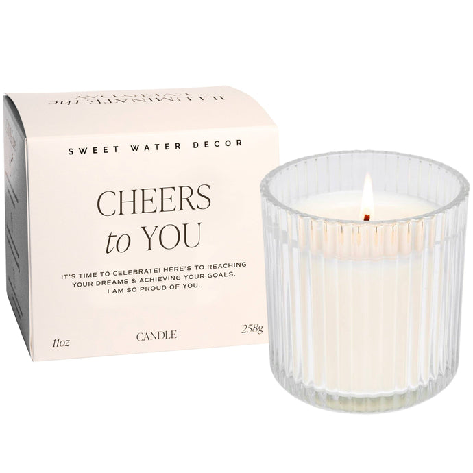 Sweet Water Decor Ribbed Glass Jar Soy Candle with Box - Cheers To You