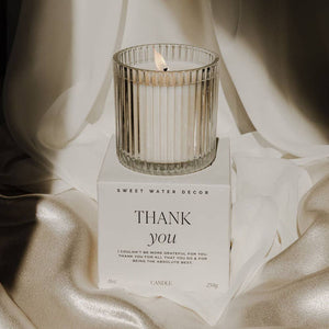 Sweet Water Decor Ribbed Glass Jar Soy Candle with Box - Thank You