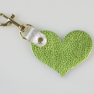 Zina Kao Two Tone Leather Heart Keychain - 12 Colors
