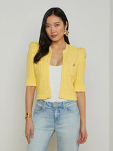 Load image into Gallery viewer, L'Agence Delilah Cropped Cardigan - Pale Yellow