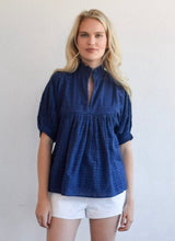 Load image into Gallery viewer, Never A Wallflower High Neck Top - Blueprint Silver Stripe