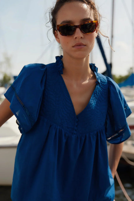 Melissa Nepton Emily Travel Cotton Blouse - Blue