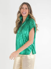 Load image into Gallery viewer, Emily McCarthy Poppy Pullover - Jolly Green Crinkle Rayon