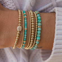 Load image into Gallery viewer, Karen Lazar 2MM Yellow Gold Bracelet - Amazonite w/Hammered Rondelles