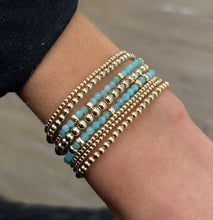 Load image into Gallery viewer, Karen Lazar 2MM Yellow Gold Bracelet - Amazonite w/Hammered Rondelles