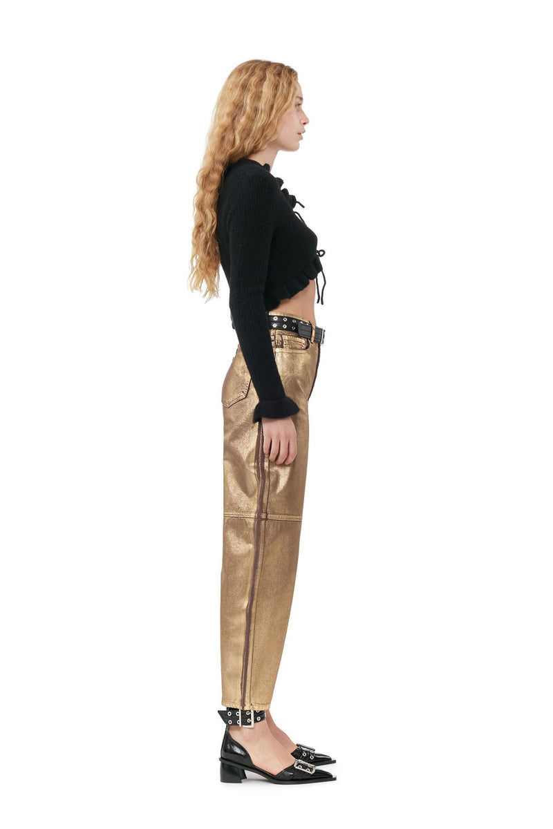デニム・ジーパン Ganni Shimmery Foil Stary Jeans Washed Black/Black Shimmery Foil Stary Jeans | GANNI US