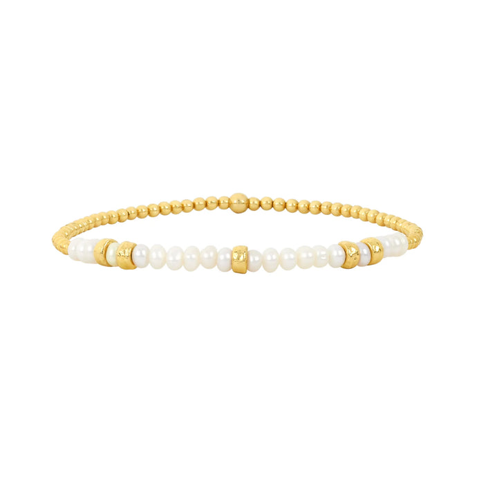 Karen Lazar 2MM Yellow Gold Bracelet - Pearl & Rondelle