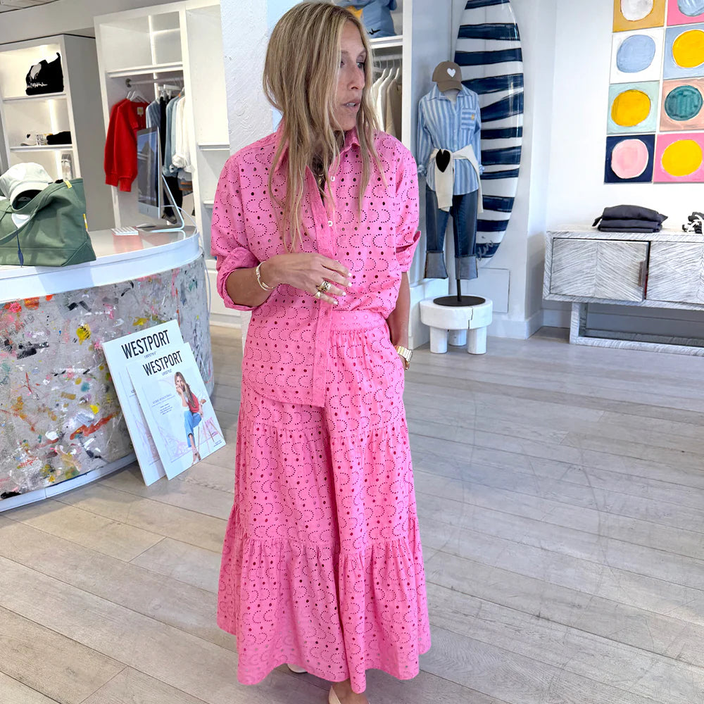 Kerri Rosenthal Pia Eyelet Shirt - Neon Pink – Luck Lafayette