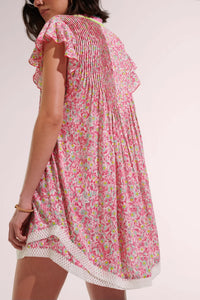 Poupette St. Barth Mini Dress Sasha - Pink Ocean Flowers