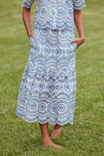 Load image into Gallery viewer, Misa Itzel Skirt - Blue Embroidery