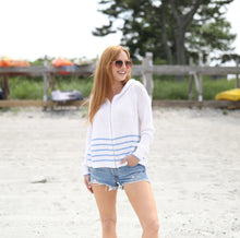 Load image into Gallery viewer, Wooden Ships Sunrise Zip Hoodie Cotton - Breaker White Striped