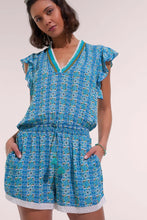 Load image into Gallery viewer, Poupette St. Barth Short Jumpsuit Sasha - Aqua Coleus