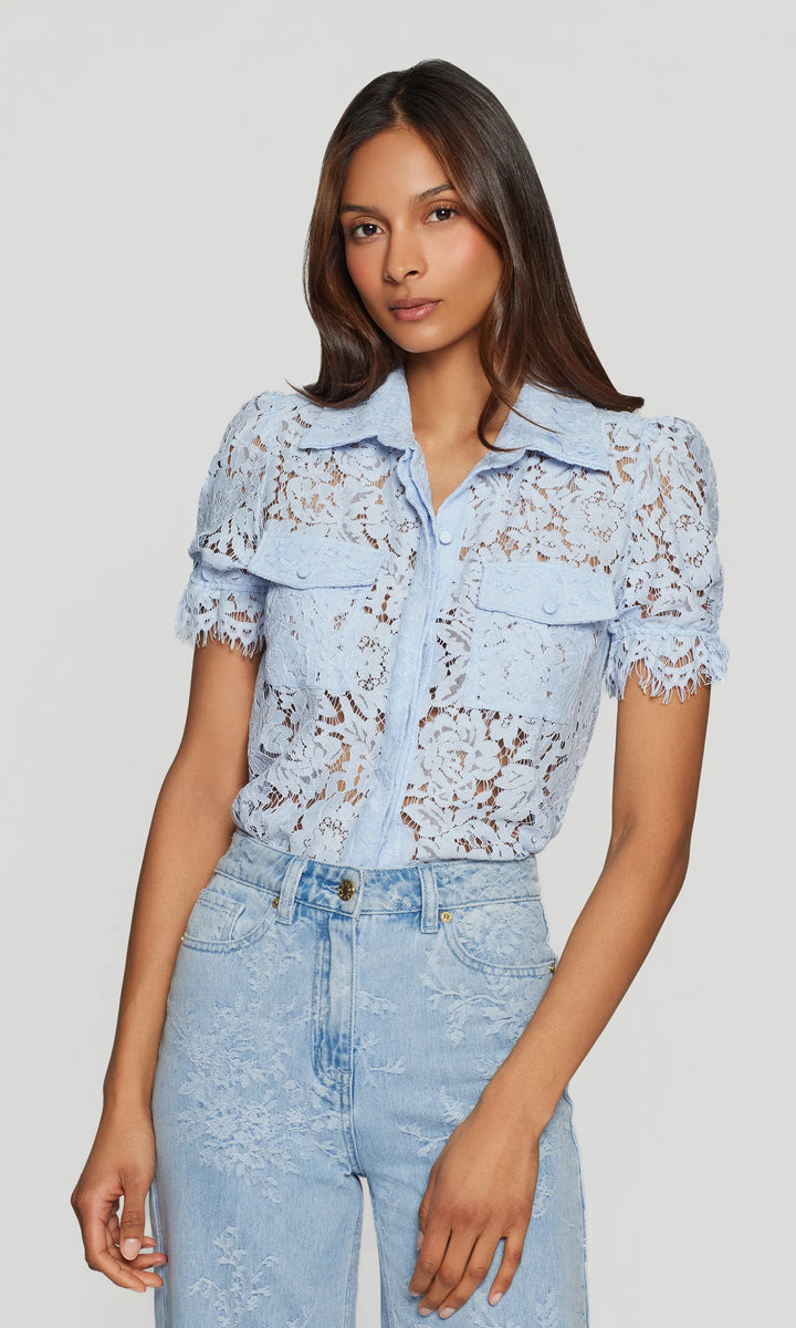 Generation Love Mina Lace Shirt - Light Blue – Luck Lafayette