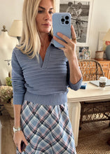 Load image into Gallery viewer, Marea Mini Cable Polo Sweater - Indigo