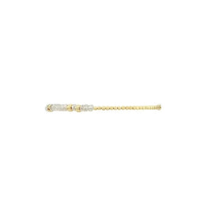 Karen Lazar 2mm Yellow Gold Bracelet - April Topaz w/Hammered Rondelles