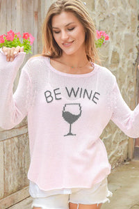 Wooden Ships Be Wine Crew Cotton - Pink Whim/Bold Ink