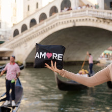 Load image into Gallery viewer, Hi, Love Travel Medium Zipper Pack - Black with "Amore"