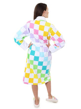 Load image into Gallery viewer, Living Royal Cotton Robe w/ Belt Tie & Pockets - Rainbow Checkered