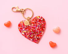 Load image into Gallery viewer, Taylor Elliott Designs Keychain - Red + Pink Confetti Heart