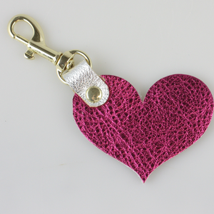 Zina Kao Two Tone Leather Heart Keychain - 12 Colors