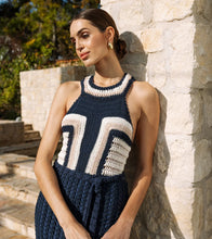 Load image into Gallery viewer, Cleobella Drew Hand Crochet Midi Dress - Navy/Ivory