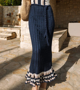 Cleobella Drew Hand Crochet Midi Dress - Navy/Ivory