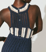 Load image into Gallery viewer, Cleobella Drew Hand Crochet Midi Dress - Navy/Ivory
