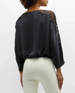 Ramy Brook Alessia Long Sleeve Lace Top - Navy