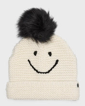 Load image into Gallery viewer, jocelyn Waffle Knit Smile Beanie with Faux Fur Pom - 2 Colors