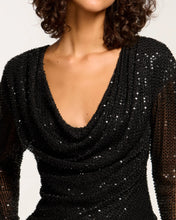 Load image into Gallery viewer, Ramy Brook Leon Beaded Cowl Neck Top - Black Mesh