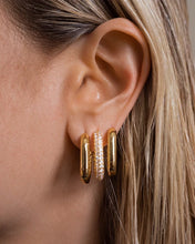 Load image into Gallery viewer, LUV AJ XL Pave Chain Link Huggies - Gold or Silver