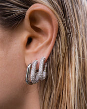 Load image into Gallery viewer, LUV AJ XL Pave Chain Link Huggies - Gold or Silver