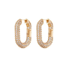 Load image into Gallery viewer, LUV AJ XL Pave Chain Link Huggies - Gold or Silver