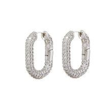 Load image into Gallery viewer, LUV AJ XL Pave Chain Link Huggies - Gold or Silver