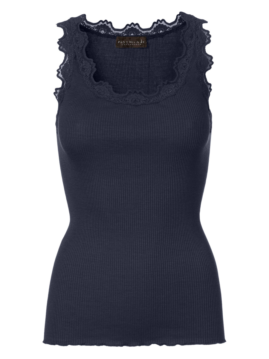 Rosemunde Regular Vintage Lace Silk Top - Navy Luck Lafayette Rosemunde Regular Vintage Lace Silk Top - Navy Luck Lafayette