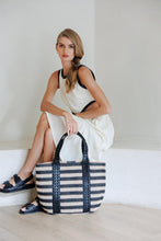 Load image into Gallery viewer, Jules Kae Layla Tote - Natural/Black Stripe