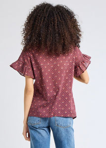 MILLE Vanessa Top - Burgundy Foulard