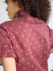 MILLE Vanessa Top - Burgundy Foulard